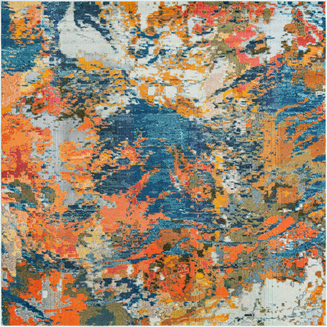 Multicolor 9' 10 x 9' 10 Vivid Square Area Rug Colorful Modern Unique Indoor Easy Clean Durable Carpet Mat for Home Interior Design & Decor for Sale at Rug Engine