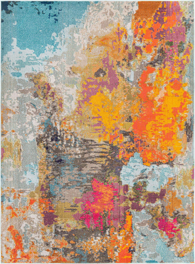Multicolor 7' 10 x 10' Vivid Rectangle Area Rug Colorful Modern Unique Indoor Easy Clean Durable Carpet Mat for Home Interior Design & Decor for Sale at Rug Engine