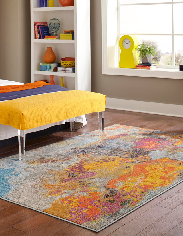 Multicolor 6' x 9' Vivid Rectangle Area Rug Colorful Modern Unique Indoor Easy Clean Durable Carpet Mat for Home Interior Design & Decor for Sale at Rug Engine