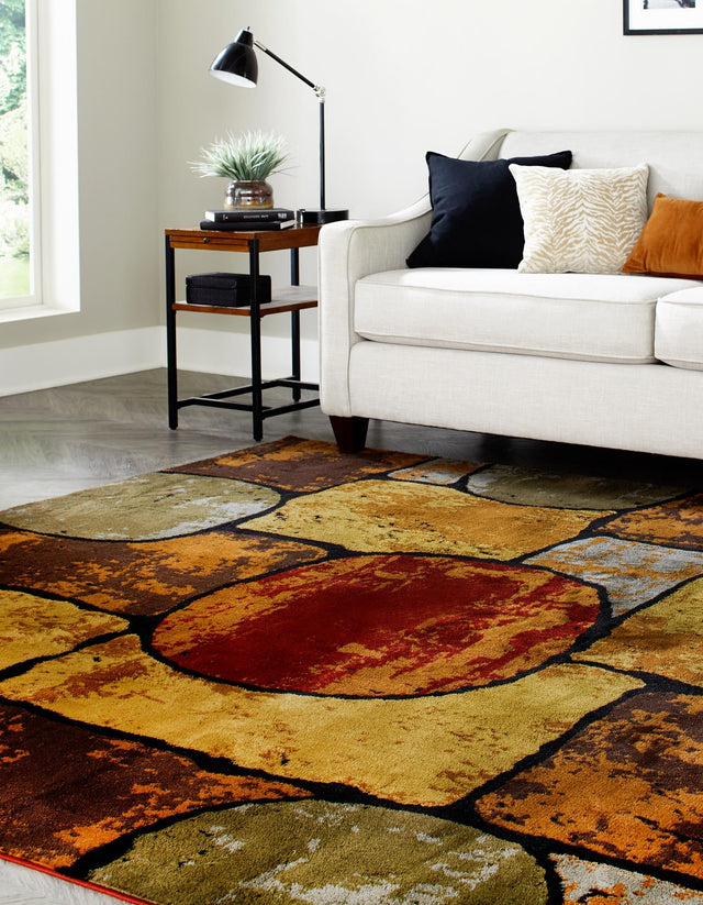 Multicolor 7' 10 x 7' 10 Cafe Square Area Rug 100% Polypropylene With Cotton Backing Modern Abstract Design Carpet for Home Living Room Dining Office Decor for Sale at Rug Engine