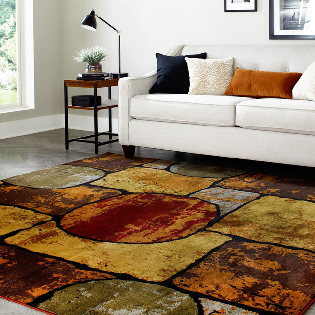 Multicolor 6' 1 x 6' 1 Cafe Square Area Rug 100% Polypropylene With Cotton Backing Modern Abstract Design Carpet for Home Living Room Dining Office Decor for Sale at Rug Engine