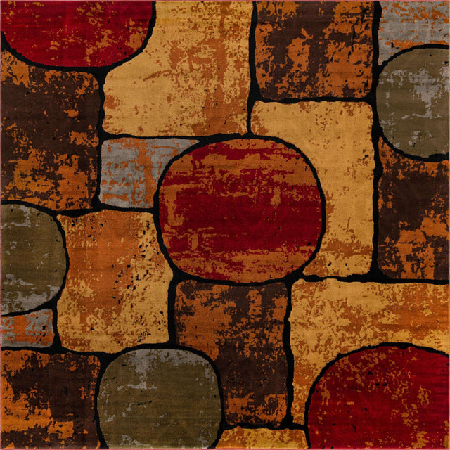 Multicolor 10' x 10' Cafe Square Area Rug 100% Polypropylene With Cotton Backing Modern Abstract Design Carpet for Home Living Room Dining Office Decor for Sale at Rug Engine