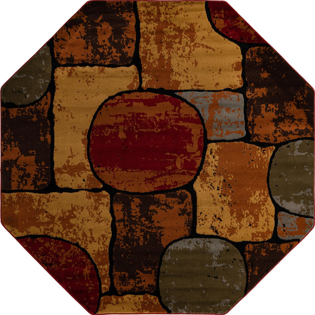 Multicolor 7' 1 x 7' 1 Cafe Octagon Area Rug 100% Polypropylene With Cotton Backing Modern Abstract Design Carpet for Home Living Room Dining Office Decor for Sale at Rug Engine