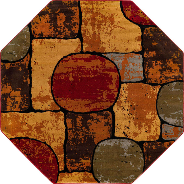 Multicolor 7' 1 x 7' 1 Cafe Octagon Area Rug 100% Polypropylene With Cotton Backing Modern Abstract Design Carpet for Home Living Room Dining Office Decor for Sale at Rug Engine