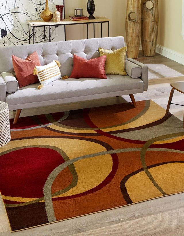 Multicolor 7' 10 x 7' 10 Cafe Square Area Rug 100% Polypropylene With Cotton Backing Modern Abstract Design Carpet for Home Living Room Dining Office Decor for Sale at Rug Engine