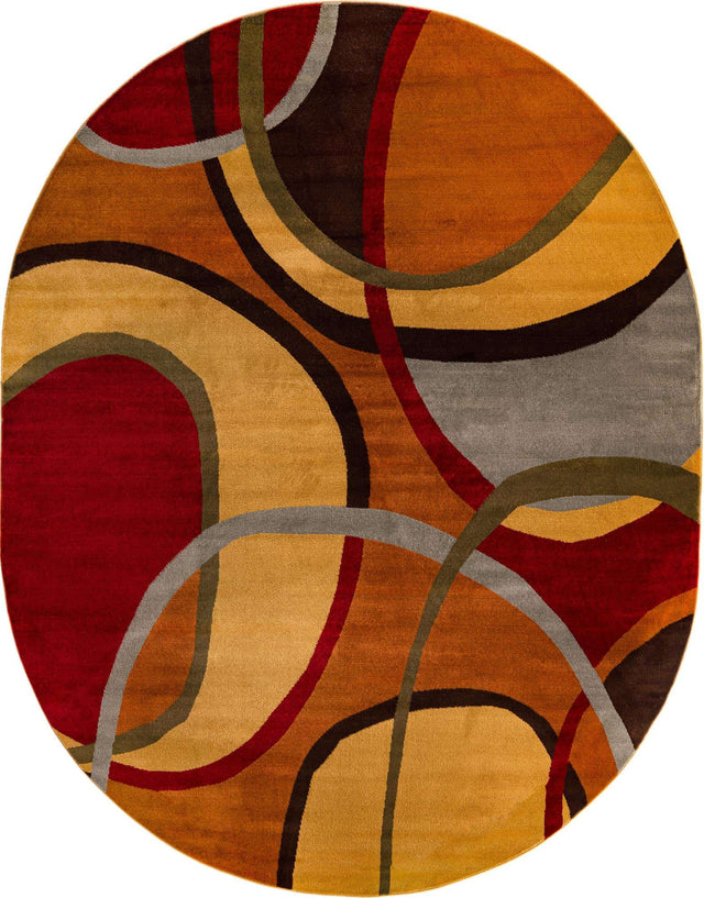 Multicolor 7' 10 x 10' Cafe Oval Area Rug 100% Polypropylene With Cotton Backing Modern Abstract Design Carpet for Home Living Room Dining Office Decor for Sale at Rug Engine