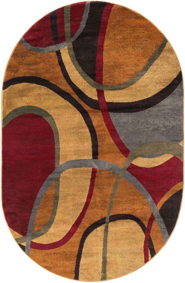 Multicolor 5' 3 x 8' Cafe Oval Area Rug 100% Polypropylene With Cotton Backing Modern Abstract Design Carpet for Home Living Room Dining Office Decor for Sale at Rug Engine