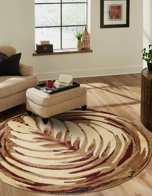 Beige 3' 3 x 3' 3 Cafe Round Area Rug 100% Polypropylene With Cotton Backing Modern Abstract Design Carpet for Home Living Room Dining Office Decor for Sale at Rug Engine
