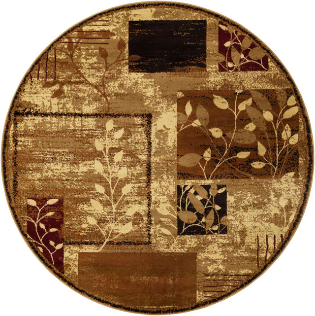 Beige 7' 1 x 7' 1 Cafe Round Area Rug 100% Polypropylene With Cotton Backing Modern Abstract Design Carpet for Home Living Room Dining Office Decor for Sale at Rug Engine