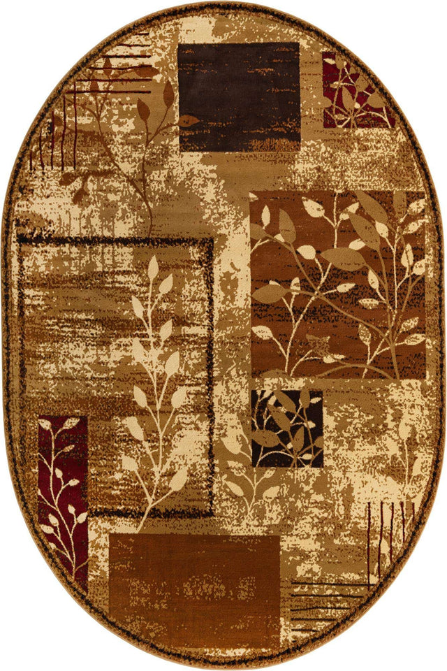 Beige 5' 3 x 8' Cafe Oval Area Rug 100% Polypropylene With Cotton Backing Modern Abstract Design Carpet for Home Living Room Dining Office Decor for Sale at Rug Engine