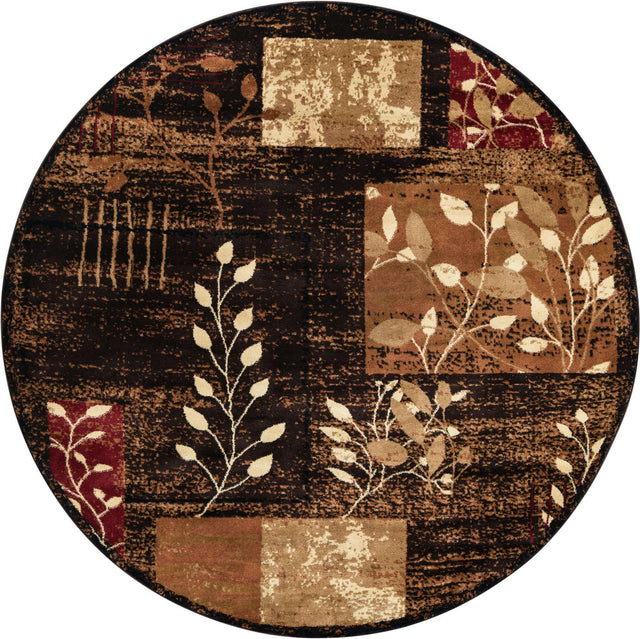 Brown 7' 1 x 7' 1 Cafe Round Area Rug 100% Polypropylene With Cotton Backing Modern Abstract Design Carpet for Home Living Room Dining Office Decor for Sale at Rug Engine