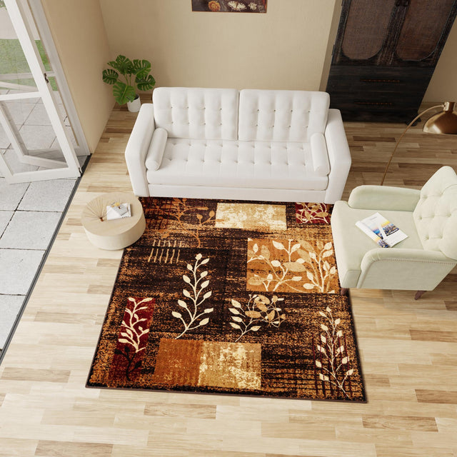 Brown 10' x 10' Cafe Square Area Rug 100% Polypropylene With Cotton Backing Modern Abstract Design Carpet for Home Living Room Dining Office Decor for Sale at Rug Engine