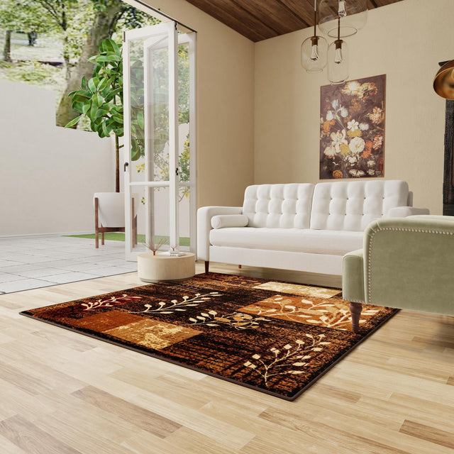 Brown 10' x 10' Cafe Square Area Rug 100% Polypropylene With Cotton Backing Modern Abstract Design Carpet for Home Living Room Dining Office Decor for Sale at Rug Engine