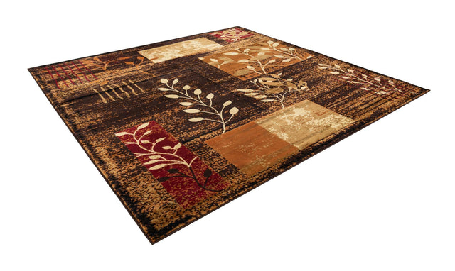 Brown 10' x 10' Cafe Square Area Rug 100% Polypropylene With Cotton Backing Modern Abstract Design Carpet for Home Living Room Dining Office Decor for Sale at Rug Engine