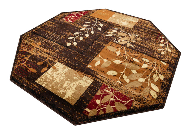 Brown 7' 1 x 7' 1 Cafe Octagon Area Rug 100% Polypropylene With Cotton Backing Modern Abstract Design Carpet for Home Living Room Dining Office Decor for Sale at Rug Engine