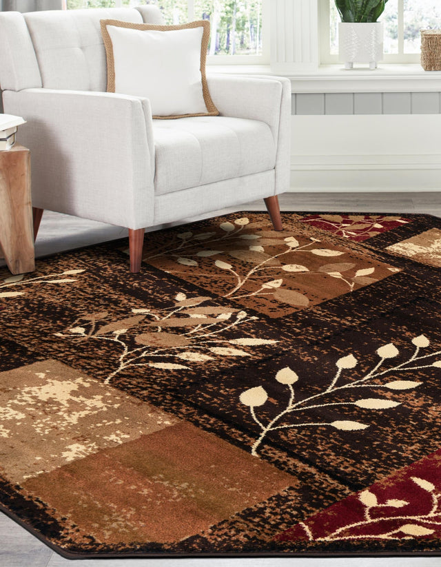 Brown 7' 1 x 7' 1 Cafe Octagon Area Rug 100% Polypropylene With Cotton Backing Modern Abstract Design Carpet for Home Living Room Dining Office Decor for Sale at Rug Engine