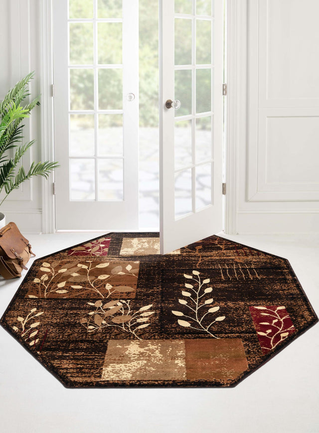 Brown 7' 1 x 7' 1 Cafe Octagon Area Rug 100% Polypropylene With Cotton Backing Modern Abstract Design Carpet for Home Living Room Dining Office Decor for Sale at Rug Engine