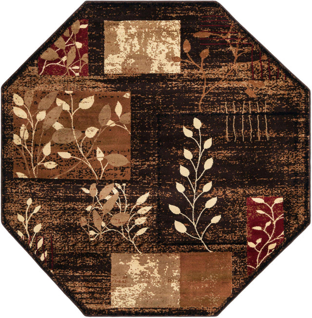 Brown 7' 1 x 7' 1 Cafe Octagon Area Rug 100% Polypropylene With Cotton Backing Modern Abstract Design Carpet for Home Living Room Dining Office Decor for Sale at Rug Engine