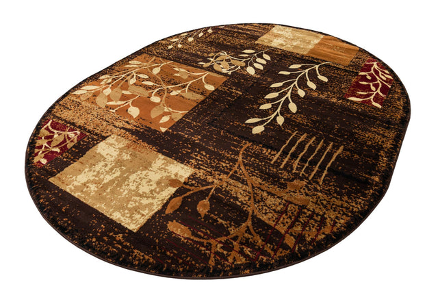 Brown 7' 10 x 10' Cafe Oval Area Rug 100% Polypropylene With Cotton Backing Modern Abstract Design Carpet for Home Living Room Dining Office Decor for Sale at Rug Engine