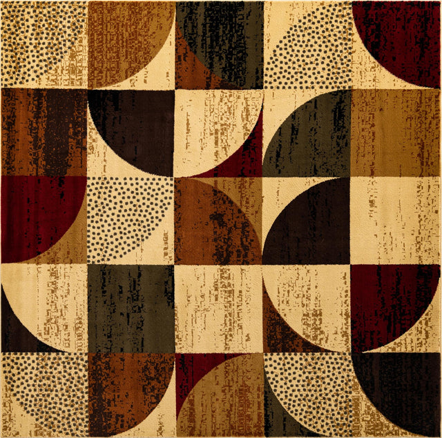 Multicolor 7' 10 x 7' 10 Cafe Square Area Rug 100% Polypropylene With Cotton Backing Modern Abstract Design Carpet for Home Living Room Dining Office Decor for Sale at Rug Engine