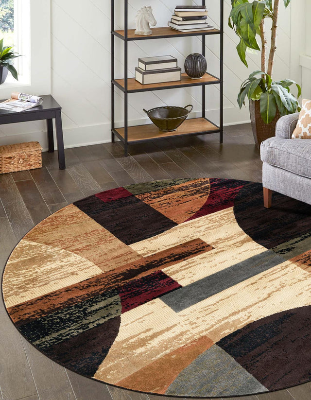 Multicolor 3' 1 x 3' 1 Cafe Round Area Rug 100% Polypropylene With Cotton Backing Modern Abstract Design Carpet for Home Living Room Dining Office Decor for Sale at Rug Engine