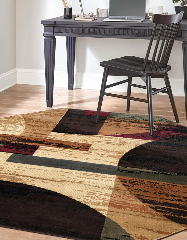 Multicolor 7' 1 x 7' 1 Cafe Octagon Area Rug 100% Polypropylene With Cotton Backing Modern Abstract Design Carpet for Home Living Room Dining Office Decor for Sale at Rug Engine