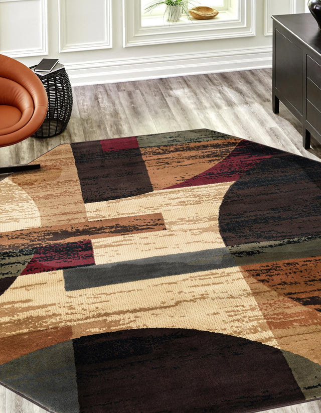 Multicolor 7' 1 x 7' 1 Cafe Octagon Area Rug 100% Polypropylene With Cotton Backing Modern Abstract Design Carpet for Home Living Room Dining Office Decor for Sale at Rug Engine