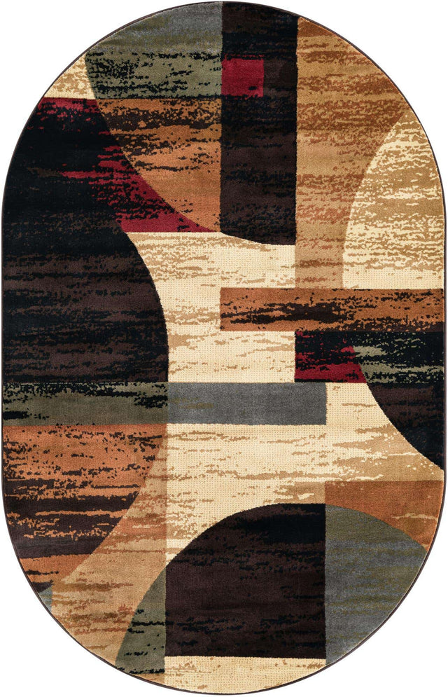 Multicolor 5' 3 x 8' Cafe Oval Area Rug 100% Polypropylene With Cotton Backing Modern Abstract Design Carpet for Home Living Room Dining Office Decor for Sale at Rug Engine