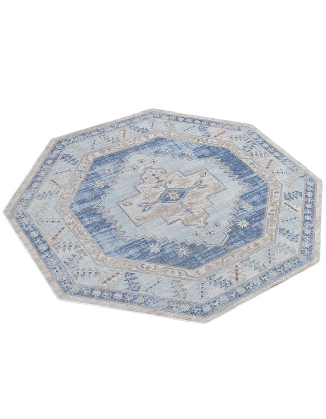Sky blue 5' 3 x 5' 3 Whitney Octagon Area Rug