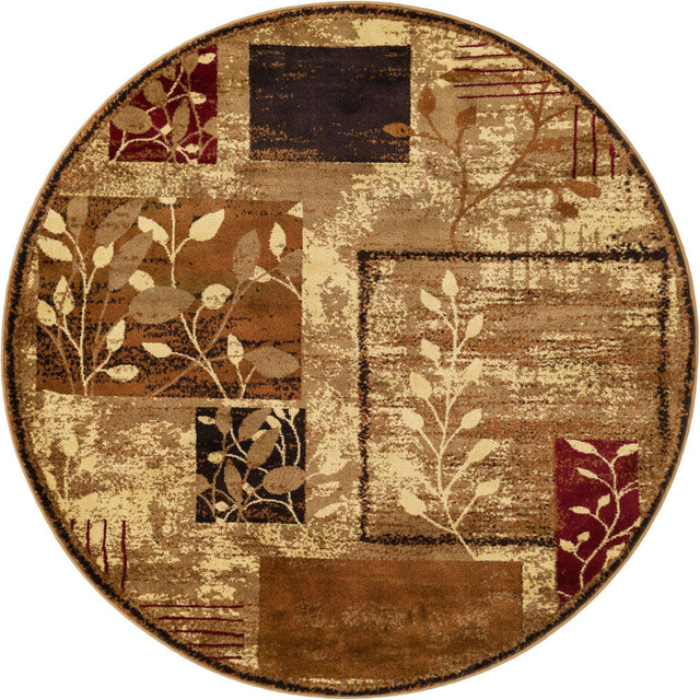 Beige 6' 1 x 6' 1 Cafe Round Area Rug 100% Polypropylene With Cotton Backing Modern Abstract Design Carpet for Home Living Room Dining Office Decor for Sale at Rug Engine