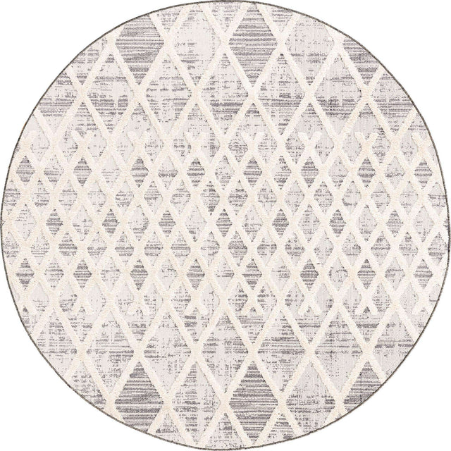 Gray 5' 3 x 5' 3 Arlo Round Area Rug 100% Polypropylene With Cotton Backing Easy Clean Indoor Living Room Bedroom Dining Office Carpet for Sale at Rug Engine