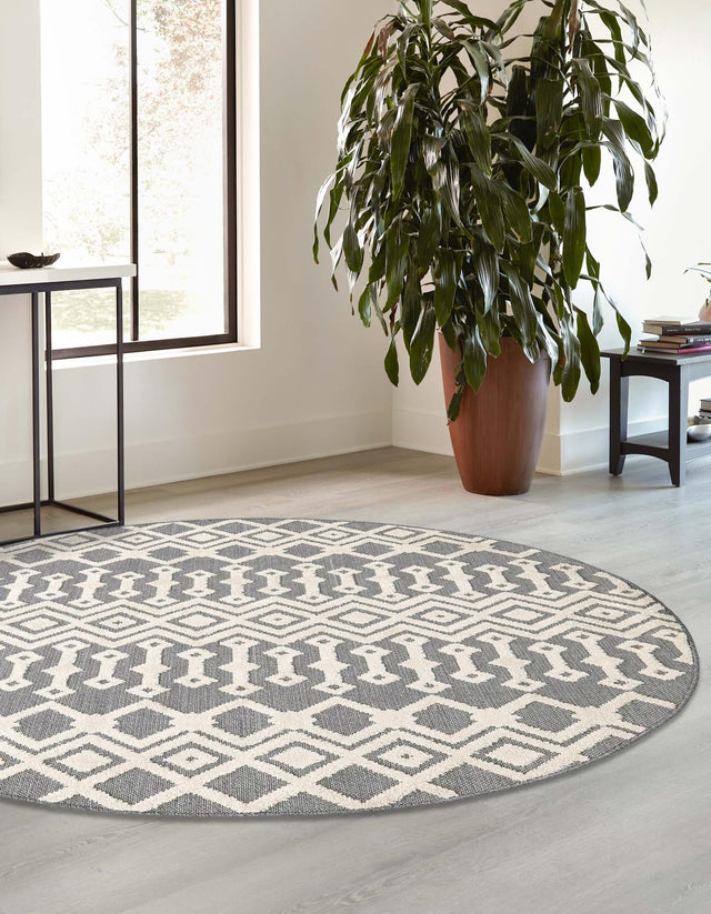 Charcoal 7' x 7' Arlo Round Area Rug 100% Polypropylene With Cotton Backing Easy Clean Indoor Living Room Bedroom Dining Office Carpet for Sale at Rug Engine