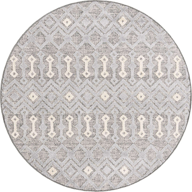 Gray 5' 3 x 5' 3 Arlo Round Area Rug 100% Polypropylene With Cotton Backing Easy Clean Indoor Living Room Bedroom Dining Office Carpet for Sale at Rug Engine