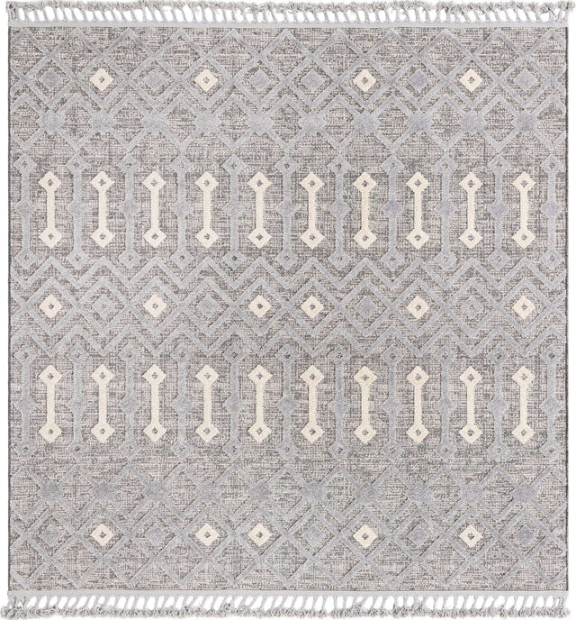 Gray 7' 10 x 7' 10 Arlo Square Area Rug 100% Polypropylene With Cotton Backing Easy Clean Indoor Living Room Bedroom Dining Office Carpet for Sale at Rug Engine