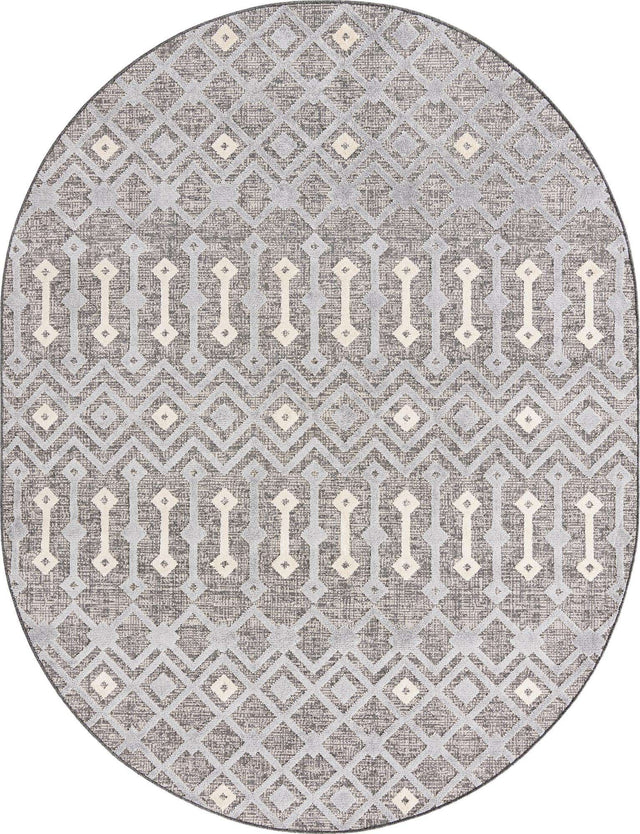 Gray 7' 10 x 10' Arlo Oval Area Rug 100% Polypropylene With Cotton Backing Easy Clean Indoor Living Room Bedroom Dining Office Carpet for Sale at Rug Engine