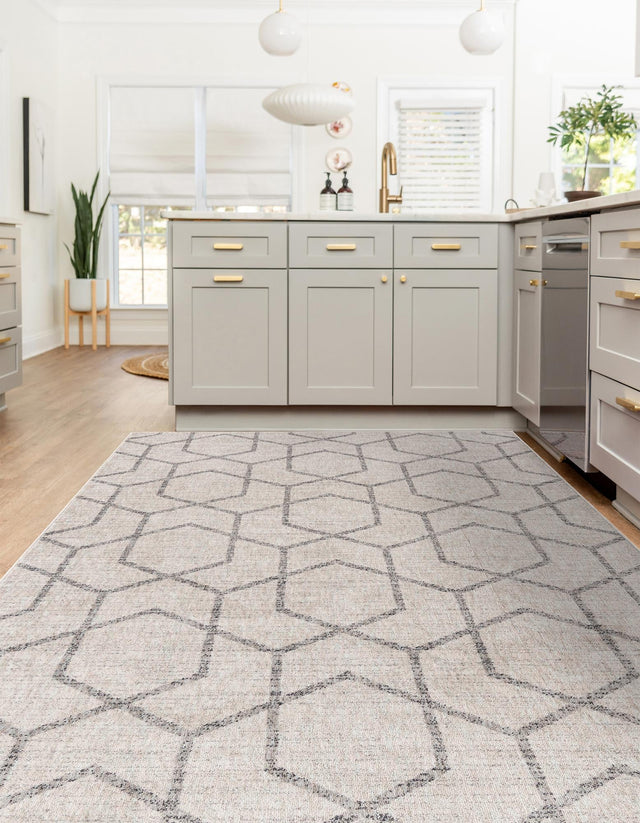 Ivory 7' 10 x 10' Eco Trellis Rectangle Area Rug 100% Recycled Space Dyed Polyester With Cotton Backing Geometric Pattern Eco-Friendly Carpet for Sale at Rug Engine