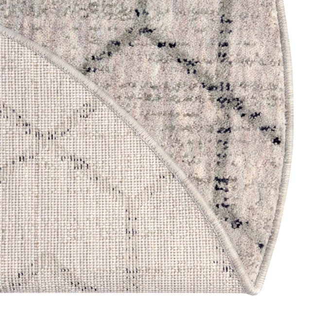 Ivory 7' x 7' Eco Trellis Round Area Rug 100% Recycled Space Dyed Polyester With Cotton Backing Geometric Pattern Eco-Friendly Carpet for Sale at Rug Engine