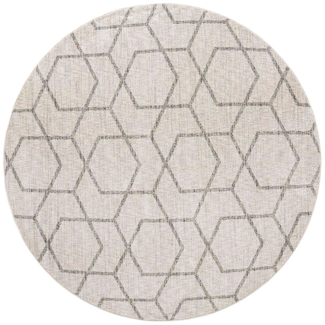 Ivory 7' x 7' Eco Trellis Round Area Rug 100% Recycled Space Dyed Polyester With Cotton Backing Geometric Pattern Eco-Friendly Carpet for Sale at Rug Engine