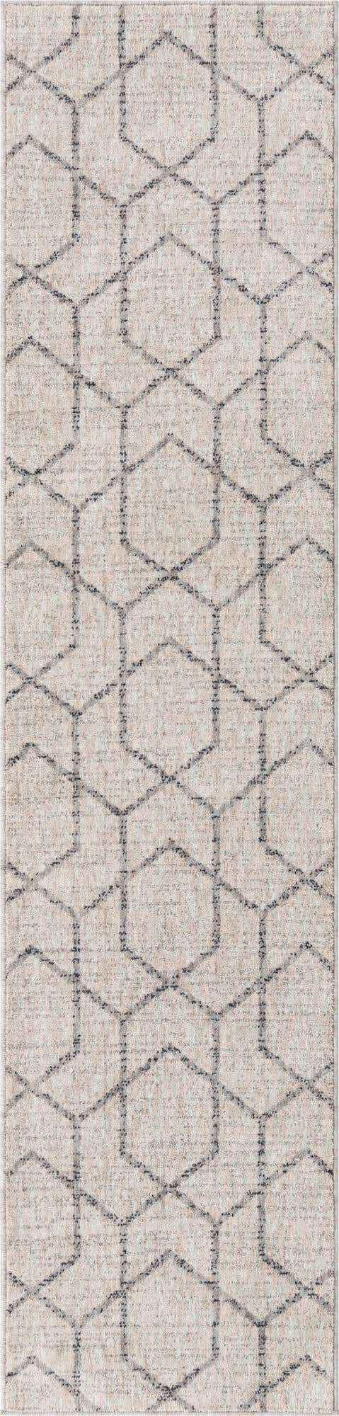 Ivory 2' x 8' Eco Trellis Runner Area Rug 100% Recycled Space Dyed Polyester With Cotton Backing Geometric Pattern Eco-Friendly Carpet for Sale at Rug Engine