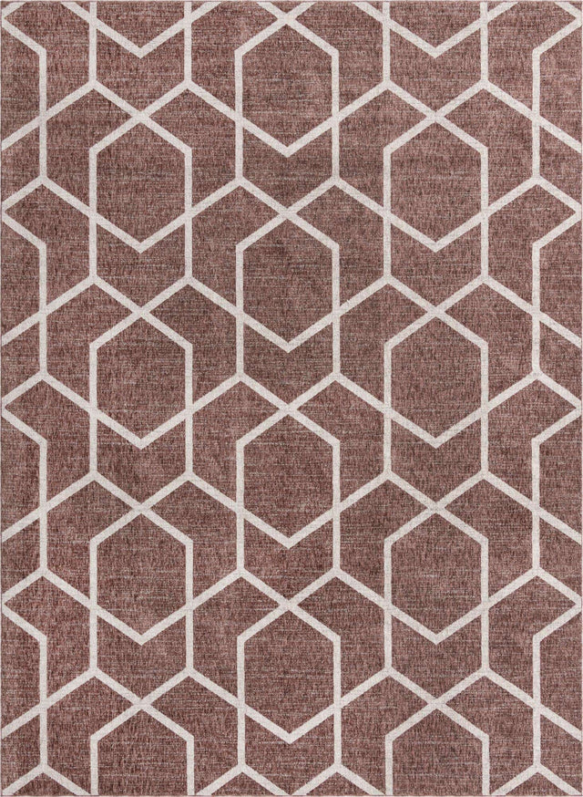 Dusty Rose 10' x 13' Eco Trellis Rectangle Area Rug 100% Recycled Space Dyed Polyester With Cotton Backing Geometric Pattern Eco-Friendly Carpet for Sale at Rug Engine
