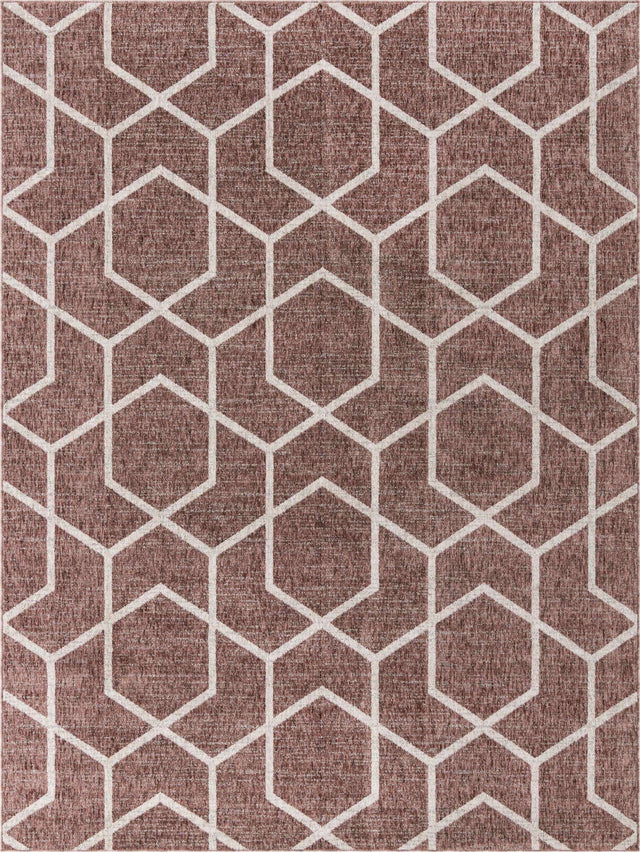 Dusty Rose 7' 10 x 10' Eco Trellis Rectangle Area Rug 100% Recycled Space Dyed Polyester With Cotton Backing Geometric Pattern Eco-Friendly Carpet for Sale at Rug Engine