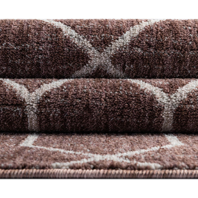 Dusty Rose 2' x 8' Eco Trellis Runner Area Rug 100% Recycled Space Dyed Polyester With Cotton Backing Geometric Pattern Eco-Friendly Carpet for Sale at Rug Engine