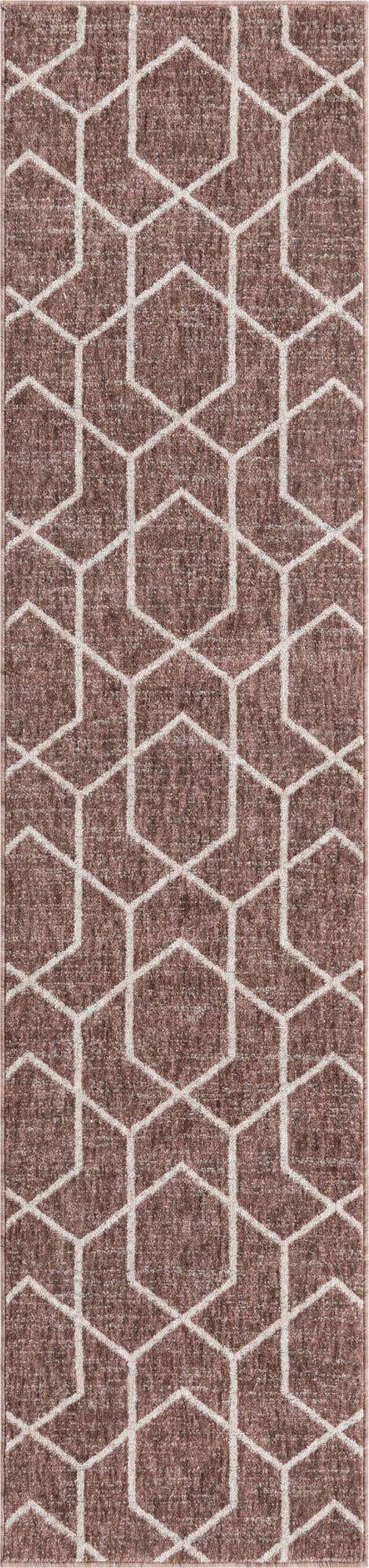 Dusty Rose 2' x 8' Eco Trellis Runner Area Rug 100% Recycled Space Dyed Polyester With Cotton Backing Geometric Pattern Eco-Friendly Carpet for Sale at Rug Engine
