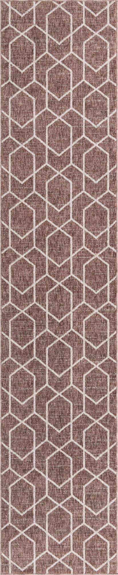 Dusty Rose 2' 7 x 12' Eco Trellis Runner Area Rug 100% Recycled Space Dyed Polyester With Cotton Backing Geometric Pattern Eco-Friendly Carpet for Sale at Rug Engine