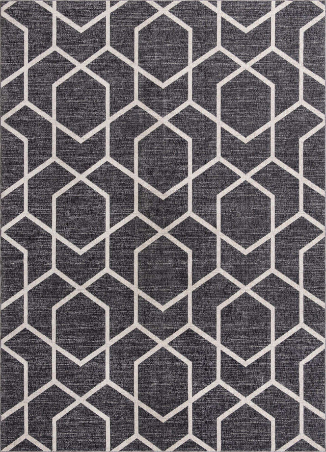 Charcoal Gray 10' x 13' Eco Trellis Rectangle Area Rug 100% Recycled Space Dyed Polyester With Cotton Backing Geometric Pattern Eco-Friendly Carpet for Sale at Rug Engine