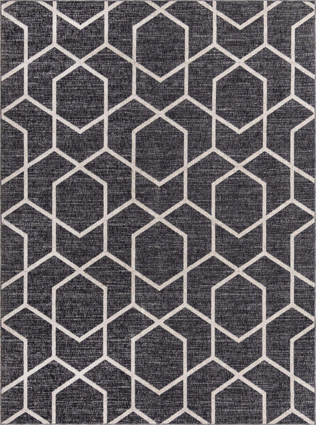 Charcoal Gray 7' 10 x 10' Eco Trellis Rectangle Area Rug 100% Recycled Space Dyed Polyester With Cotton Backing Geometric Pattern Eco-Friendly Carpet for Sale at Rug Engine