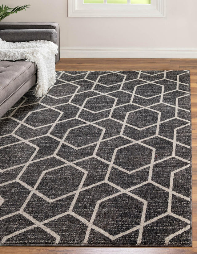 Charcoal Gray 2' x 3' Eco Trellis Rectangle Area Rug 100% Recycled Space Dyed Polyester With Cotton Backing Geometric Pattern Eco-Friendly Carpet for Sale at Rug Engine