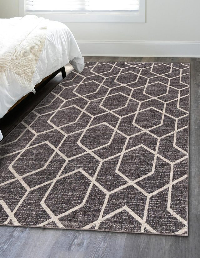 Charcoal Gray 4' x 6' Eco Trellis Rectangle Area Rug 100% Recycled Space Dyed Polyester With Cotton Backing Geometric Pattern Eco-Friendly Carpet for Sale at Rug Engine
