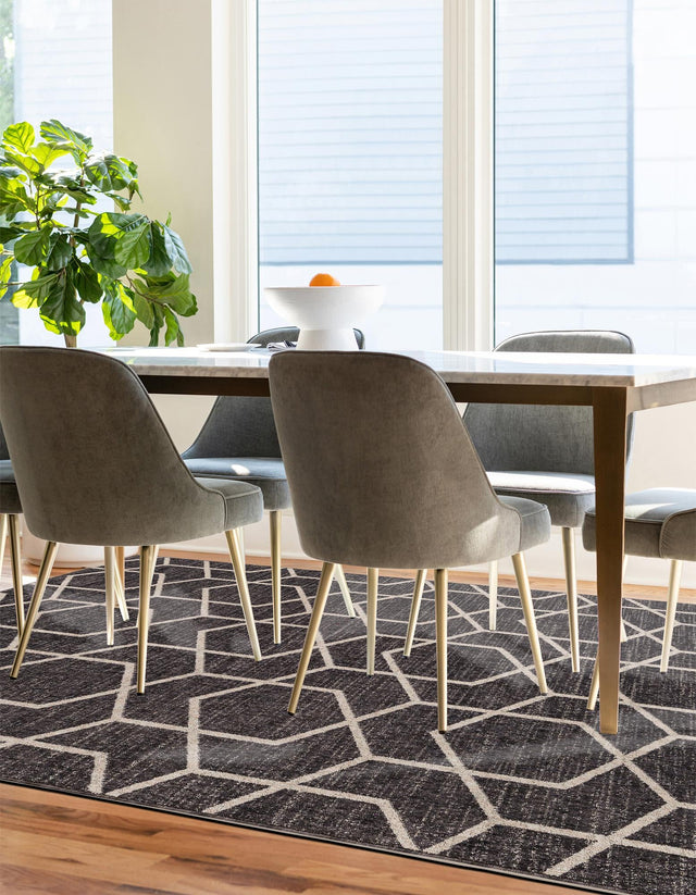 Charcoal Gray 2' x 3' Eco Trellis Rectangle Area Rug 100% Recycled Space Dyed Polyester With Cotton Backing Geometric Pattern Eco-Friendly Carpet for Sale at Rug Engine