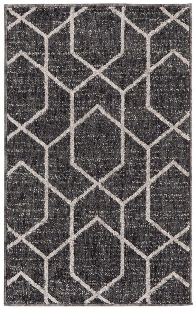 Charcoal Gray 2' x 3' Eco Trellis Rectangle Area Rug 100% Recycled Space Dyed Polyester With Cotton Backing Geometric Pattern Eco-Friendly Carpet for Sale at Rug Engine